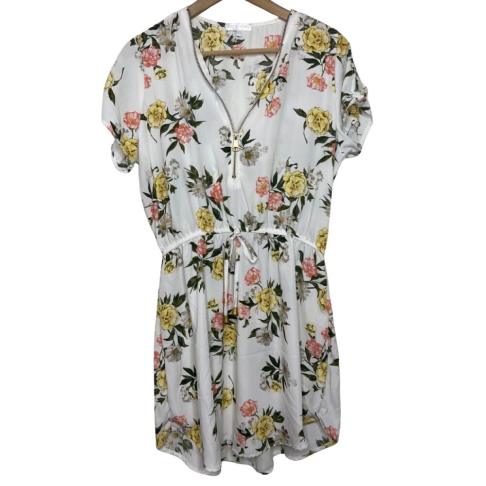 RILEY & JAMES | NWT Women's Feminine Floral Zipper Neckline Mini Dress | Size L